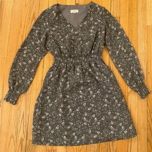LOFT Outlet Gray Floral Dress